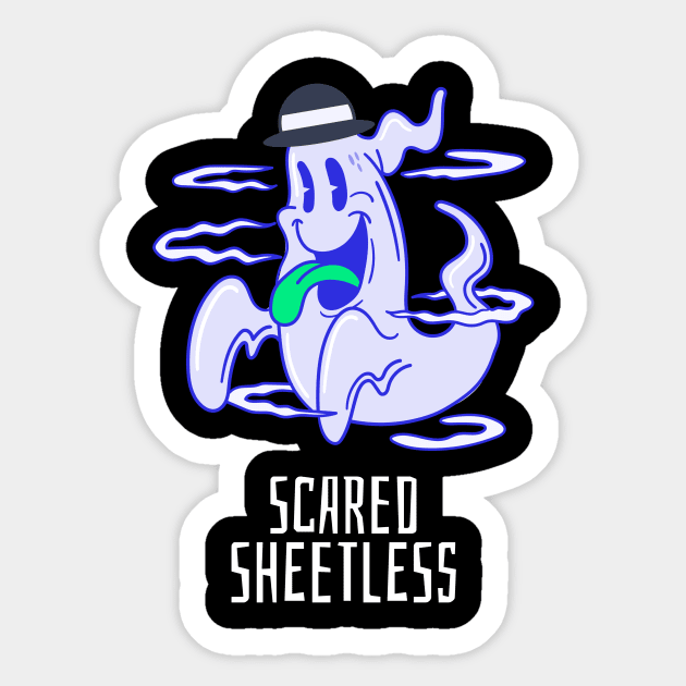 Halloween Ghost is Scared Sheetless Sticker by Diane Designs